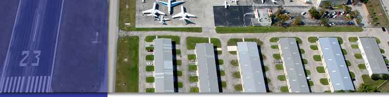 Boca Raton Airport hangars.