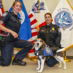 Beagle and U.S. Custome officers at grand opening ceremonies at BRAA U.S Customs & Border Protection Service office