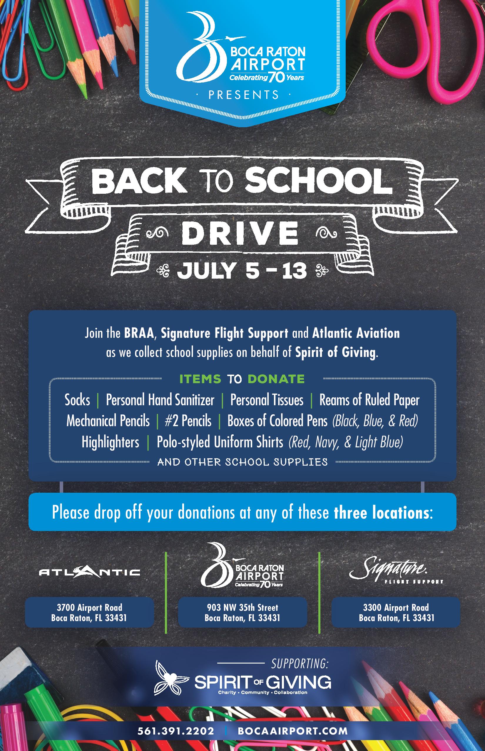 Boca Raton Airport to be Back 2 School Drive Drop Off Site Boca Raton