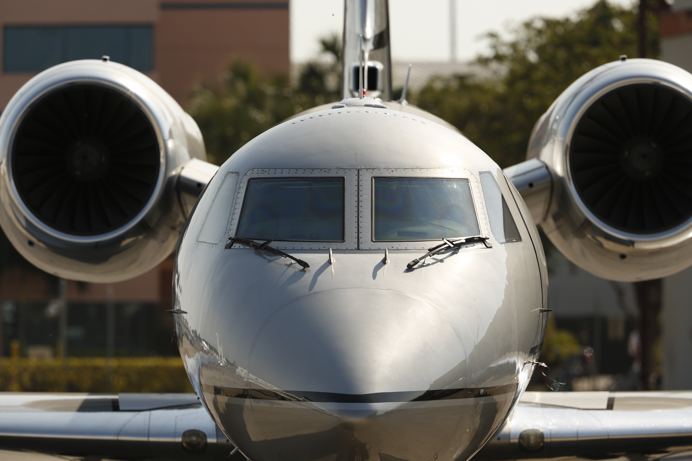 Head on of a corporate jet