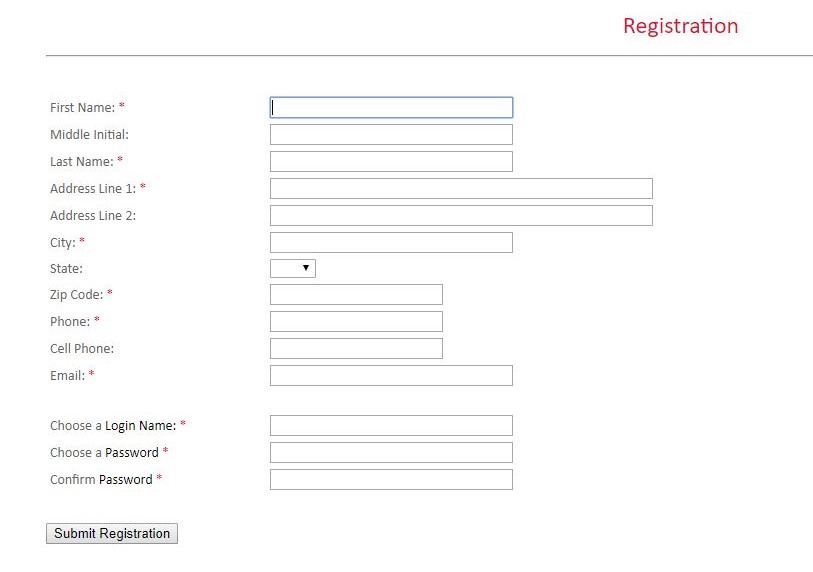 Registration form for noise complaint