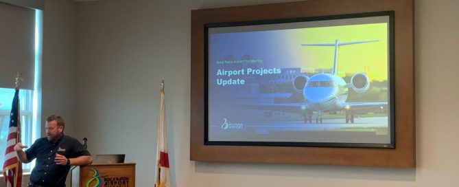 Pictured is Travis Bryan giving Airport Projects update.