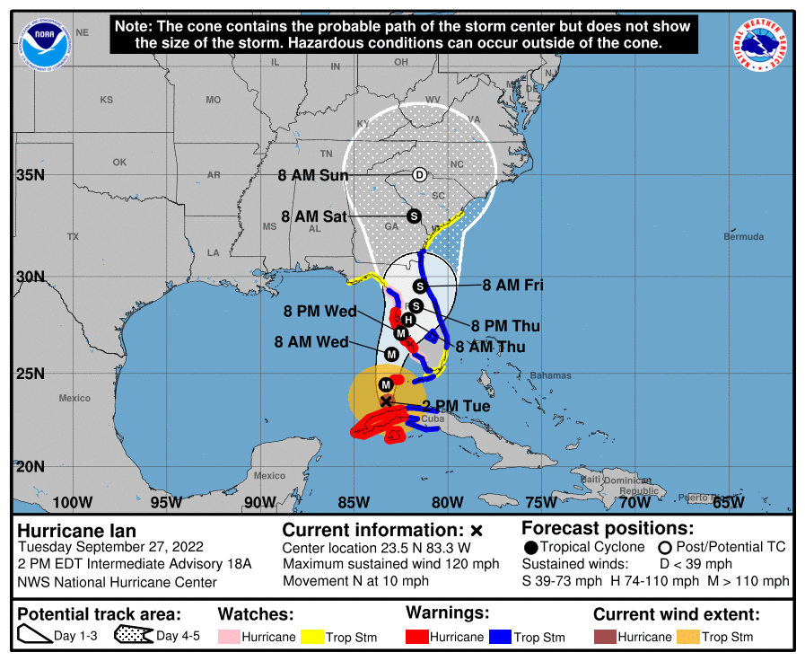Tropical storm warning now in effect