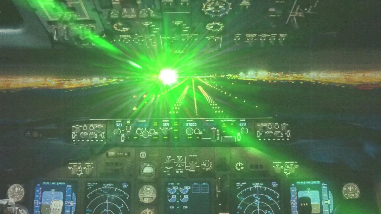 Laser pointing at aircraft