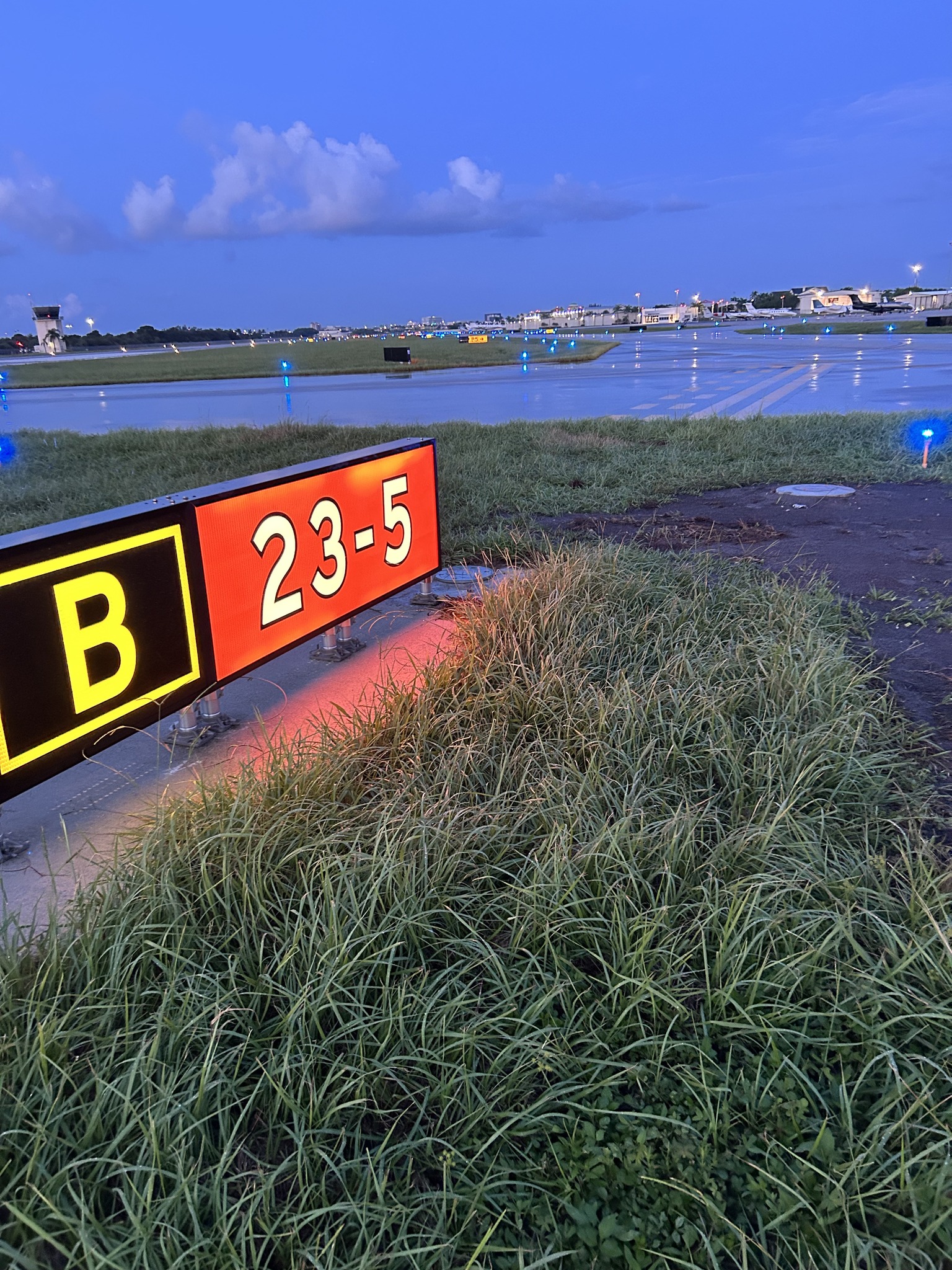 Airfield lighting and signage red sign with numbers